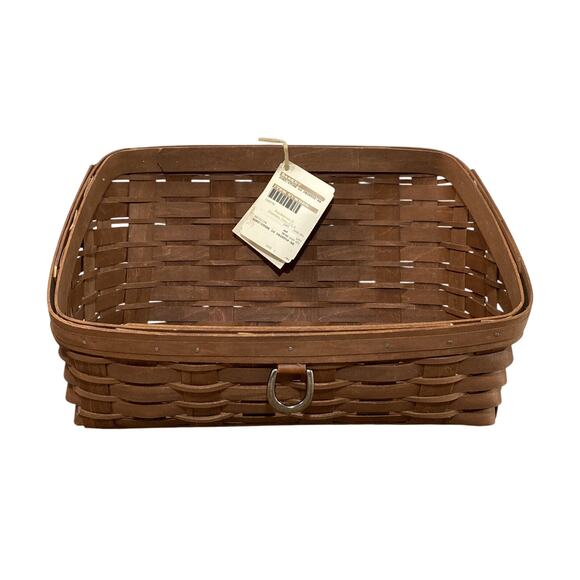New Longaberger Large Desktop Sort & Store Basket Rich Brown Metal Ring 2009